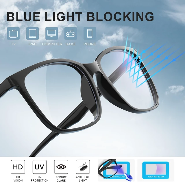Alt view image 4 of 7 - Blue Light Glasses Men/Woman,Transparent+Black | Blue light blocking,Lightweight TR90 frames, Scratch-Resistant, Comfort Fit, Gaming/ TV/ Phones / Computers Use
