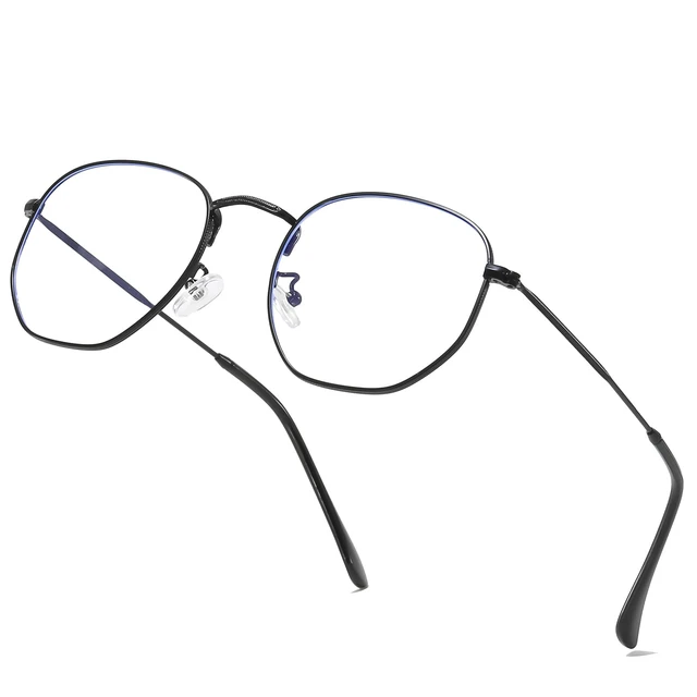 Main image of Hexagonal Metal Blue Light Blocking Glasses Anti Eye Strain for Digital Screens Lightweight Frame for Men Women