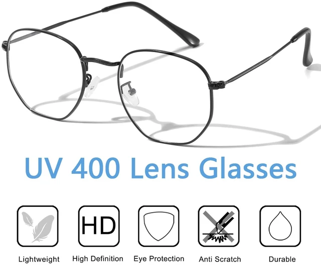 Alt view image 4 of 7 - Hexagonal Metal Blue Light Blocking Glasses Anti Eye Strain for Digital Screens Lightweight Frame for Men Women