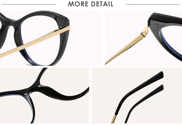 Alt view image 5 of 7 - Blue Light Blocking Glasses Women Anti Eye satrain Computer Cat eye Eyeglasses Cateye Clear Frame (Black)