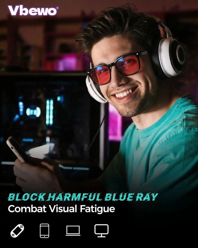 Alt view image 4 of 7 - 2 Packs Professional Sleep Glasses with 99.9% Blue Light Blocking | Anti Fatigue & Eye Strain for Better Sleep, Red Light Lens, UV Protection, Computer Gaming Glasses for Men Women