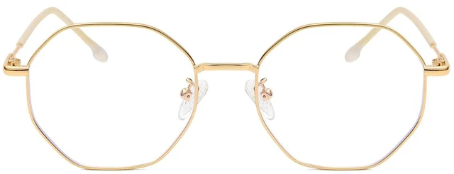 Main image of Blue Light Glasses for Women Men Vintage Octagonal Metal Frame Computer Glasses (Gold)