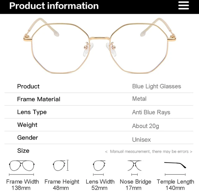 Alt view image 7 of 7 - Blue Light Glasses for Women Men Vintage Octagonal Metal Frame Computer Glasses (Gold)