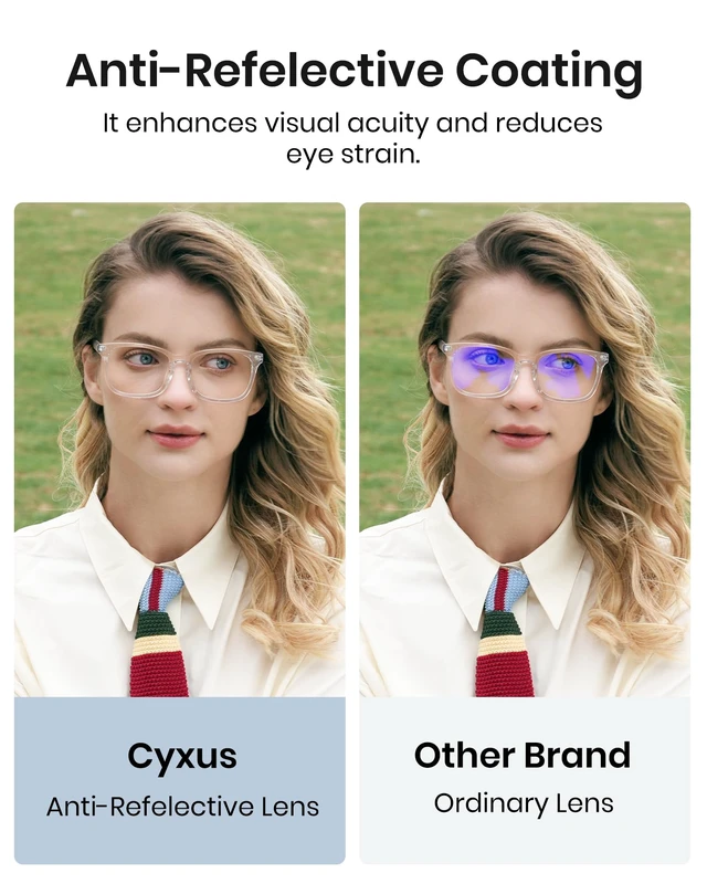 Alt view image 7 of 7 - Clear Blue Light Glasses for Women Men Reduce Eye Strain 8082T34