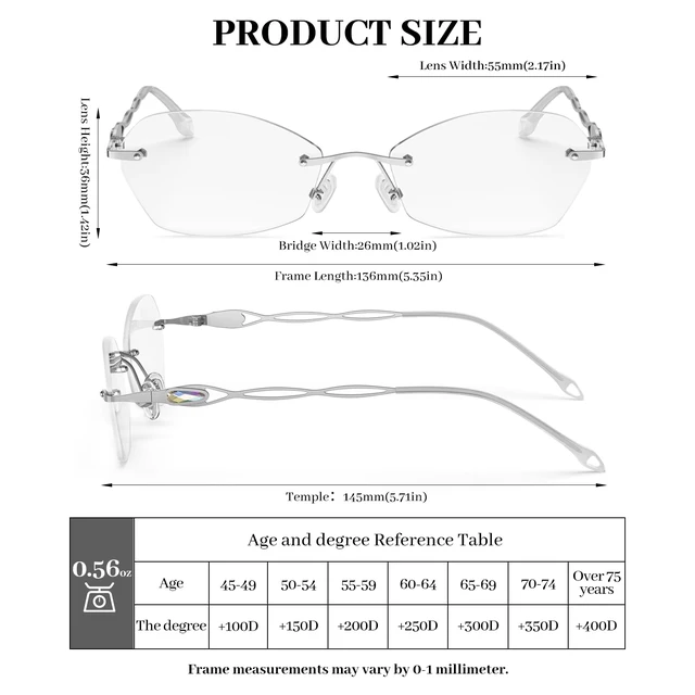Alt view image 5 of 7 - Rimless Reading Glasses for Women 2.75 | Blue Light Blocking | Lightweight 16g Metal Frame | Computer Readers for Eye Strain Relief | 4 Colors
