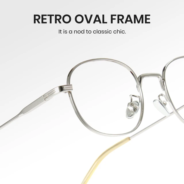 Alt view image 6 of 7 - Oval Blue Light Blocking Glasses for Women Men,Metal Round Frame Computer Gaming Use Anti Eye Strain 8562