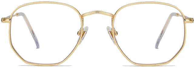 Main image of Small Blue Light Blocking Glasses Hexagonal Eyeglasses Frame Anti Blue Ray Glasses One and Only SJ5036 with Gold Frame/Anti-Blue Light Lens