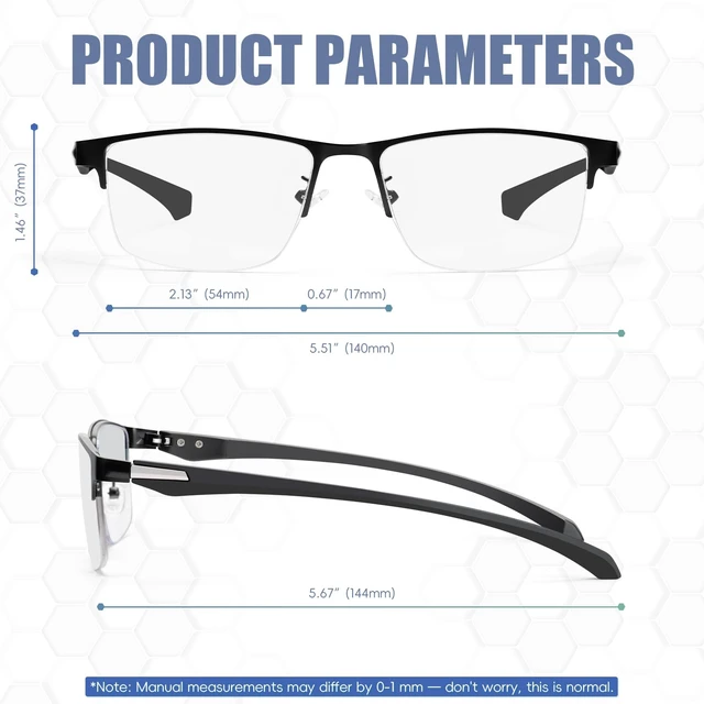 Alt view image 2 of 7 - 2 Pack Men's Progressive Multifocal Reading Glasses,Half Rim Metal Frame TR90 Temples Blue Light Blocking Anti Eyestrain Multifocus Computer Readers,2.5x