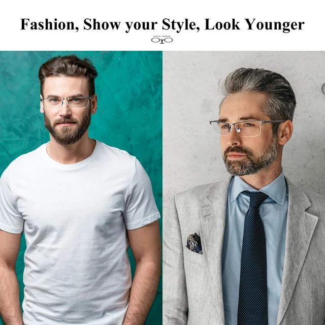 Alt view image 2 of 7 - Reading Glasses for Men, 1.5 Blue Light Blocking Reading Glasses Metal Readers