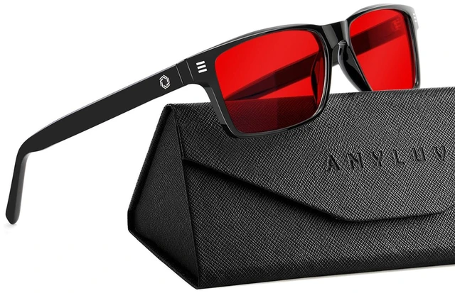 Main image of Blue Light Glasses for Sleep, 99.9% Blue Green Light Blocking with Red Lens, Red Glasses Eye Strain Relief Eye Protection