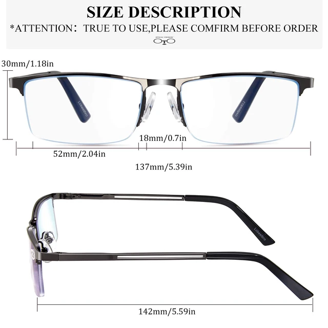 Alt view image 6 of 7 - Reading Glasses for Men, 1.5 Blue Light Blocking Reading Glasses Metal Readers