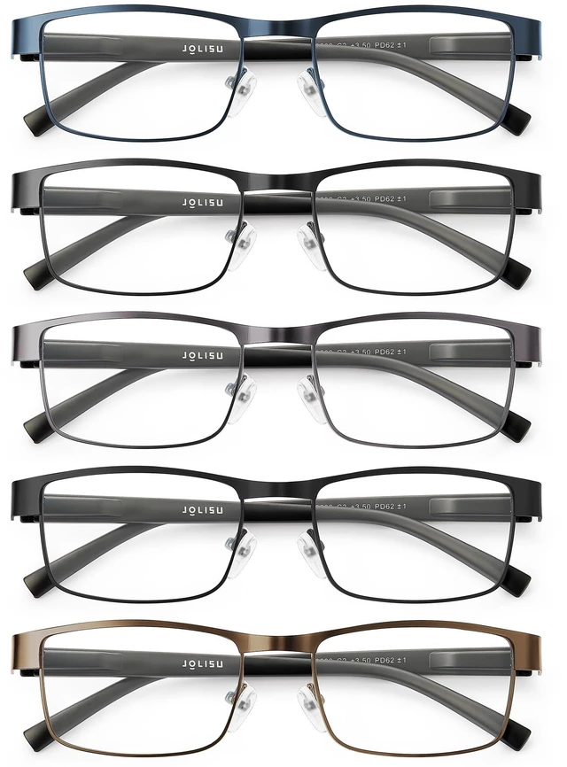 Main image of 5PCS Reading Glasses Men 2.25 Blue Light Blocking Readers | Lightweight metal thin frame for computer work and reading