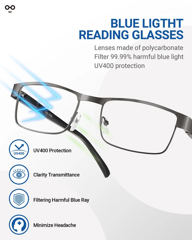 Alt view image 5 of 6 - 5PCS Reading Glasses Men 2.25 Blue Light Blocking Readers | Lightweight metal thin frame for computer work and reading