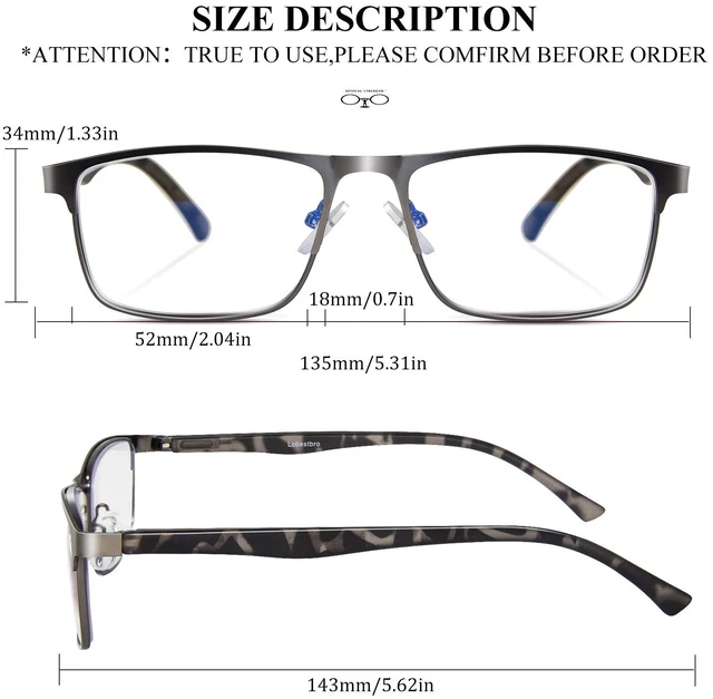 Alt view image 6 of 7 - 3 Pack Business Blue light Blocking Reading Glasses for Men, 1.5 Metal Readers