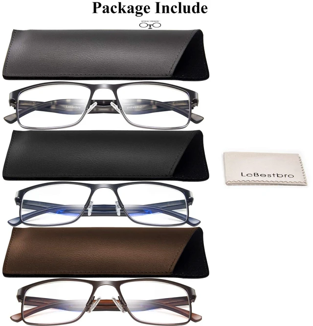Alt view image 7 of 7 - 3 Pack Business Blue light Blocking Reading Glasses for Men, 1.5 Metal Readers