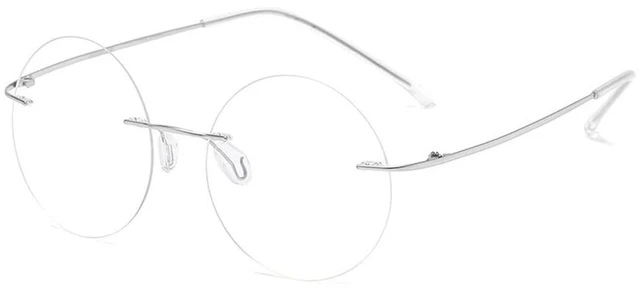 Main image of Round Reading Glasses Metal Rimless Titanium Frameless Clear Eyeglasses Readers Blue Light Blocking Glasses
