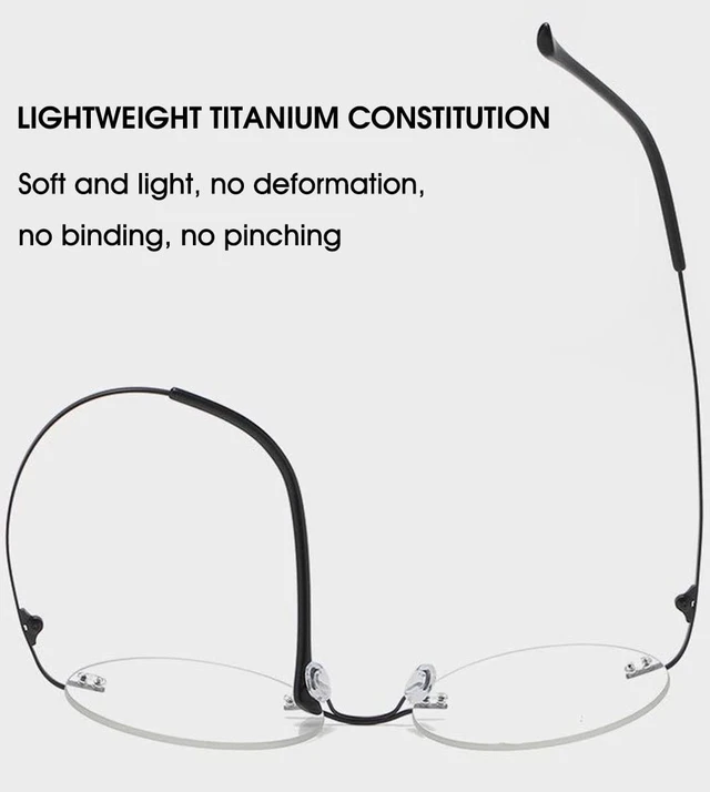 Alt view image 7 of 7 - Round Reading Glasses Metal Rimless Titanium Frameless Clear Eyeglasses Readers Blue Light Blocking Glasses