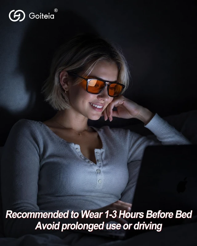 Alt view image 3 of 7 - 100% Orange Blue Light Blocking Glasses, Retro 70s Style | Amber Tint Gaming Glasses for Better Sleep/Eyes Strain/Light Sensitive-Ultra Light & Spring Hinges for Better Comfort