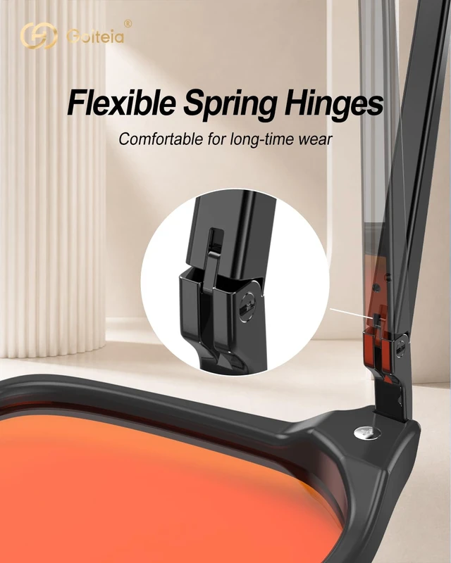 Alt view image 4 of 7 - 100% Orange Blue Light Blocking Glasses, Retro 70s Style | Amber Tint Gaming Glasses for Better Sleep/Eyes Strain/Light Sensitive-Ultra Light & Spring Hinges for Better Comfort