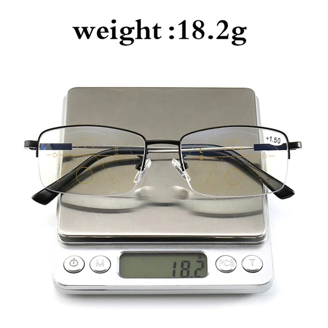 Alt view image 5 of 6 - LJIMI Progressive Multifocus Presbyopic Reading Glasses Blue Light Blocking Half Frame Titanium Alloy No Line Multifocal UV Protection Computer Readers for Men and Women Eyeglasses Anti Glare Eyewear