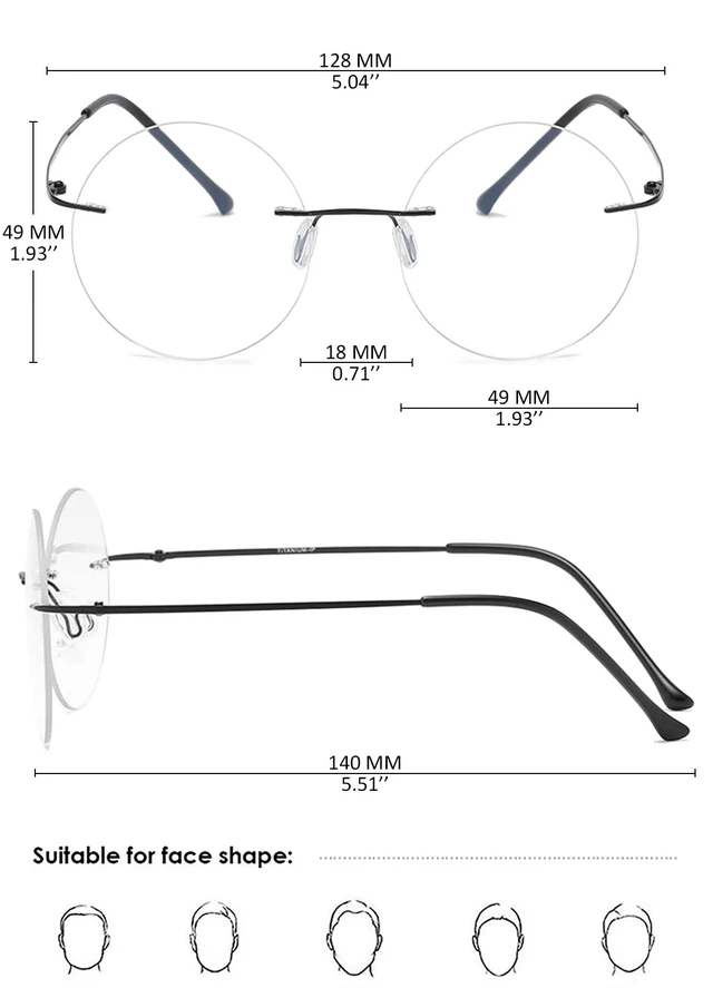Alt view image 2 of 7 - Titanium Rimless Round Reading Glasses for Men Women, Silver +1.0 | Blue Light Blocking, Flexible, Lightweight, Frameless Readers, Fashion Eyeglasses, for Computer Working Reading