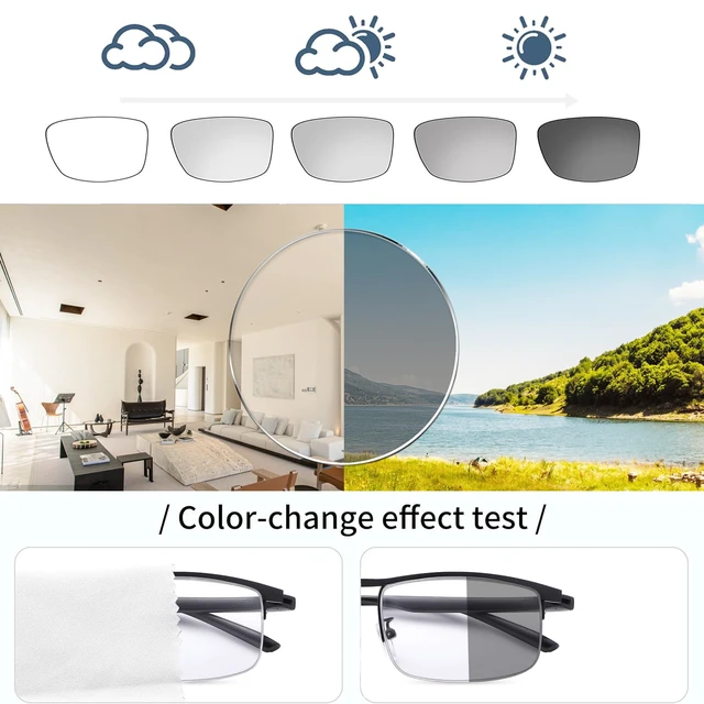 Alt view image 6 of 6 - Photochromic Blue Light Blocking Glasses UV400 Anti Eyestrain Computer Gaming Blue Light Screen Blocker Glasses Clear Lens Anti Glare Eye Protection Eyewear for Men Women