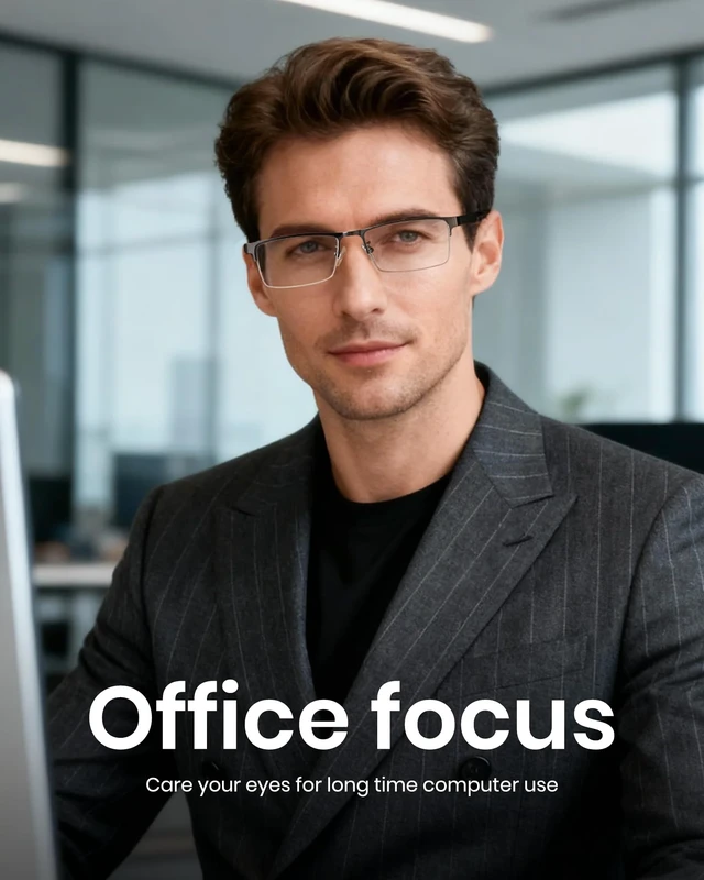 Alt view image 2 of 7 - Blue Light Blocking Glasses For Men Women, Semi Rim TR90 Frame 8001 | Lightweight Half frame blue light filtering lenses providing comfort for work study gaming screen use