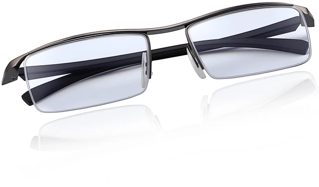 Main image of Photochromic Blue Light Blocking Glasses - Semi-Rimless Computer Glasses for Men & Women - Transition Lenses Clear to Tinted