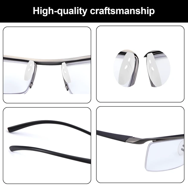 Alt view image 2 of 7 - Photochromic Blue Light Blocking Glasses - Semi-Rimless Computer Glasses for Men & Women - Transition Lenses Clear to Tinted