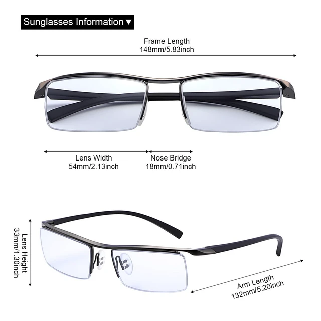 Alt view image 5 of 7 - Photochromic Blue Light Blocking Glasses - Semi-Rimless Computer Glasses for Men & Women - Transition Lenses Clear to Tinted
