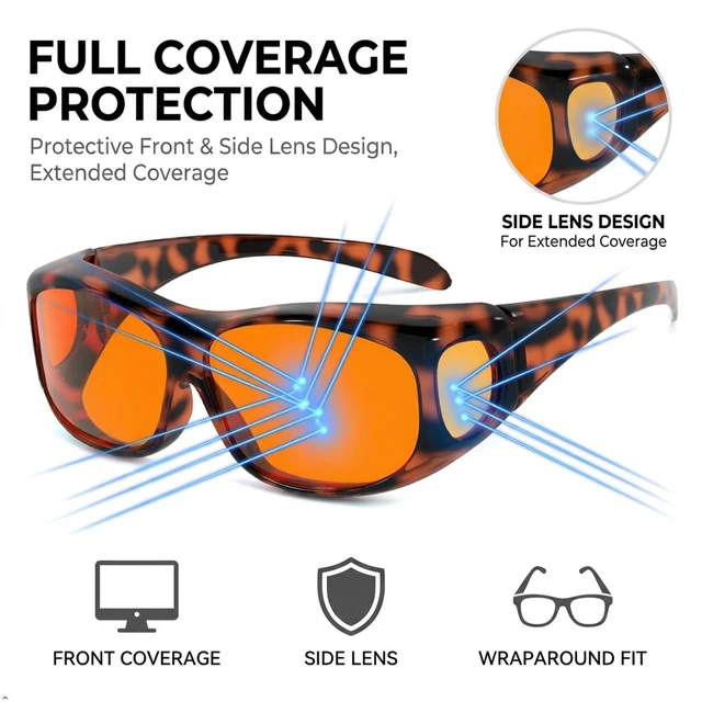 Alt view image 2 of 7 - Amber Blue Light Blocking Glasses,for Women Men,Blockers,Fit over Orange Blueblockers Woman,Mens Tinted Computer Gaming Screen Bluelight Blocker,Anti/Filter Blue-light,Oversized,Sleep Womens