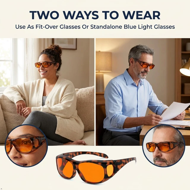 Alt view image 5 of 7 - Amber Blue Light Blocking Glasses,for Women Men,Blockers,Fit over Orange Blueblockers Woman,Mens Tinted Computer Gaming Screen Bluelight Blocker,Anti/Filter Blue-light,Oversized,Sleep Womens