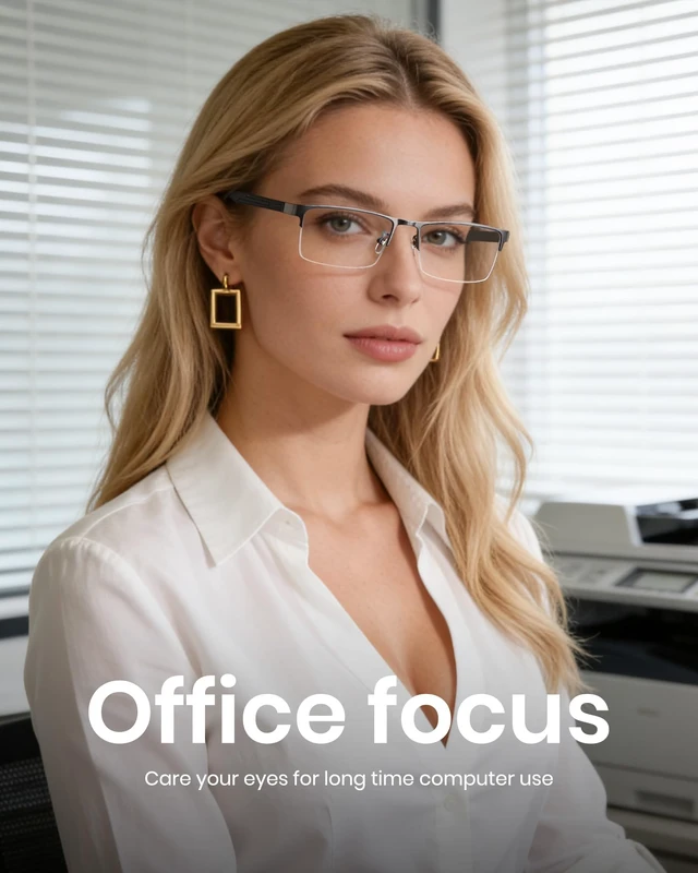 Alt view image 3 of 7 - Blue Light Blocking Glasses For Men Women, Semi Rim TR90 Frame 8001 | Lightweight Half frame blue light filtering lenses providing comfort for work study gaming screen use