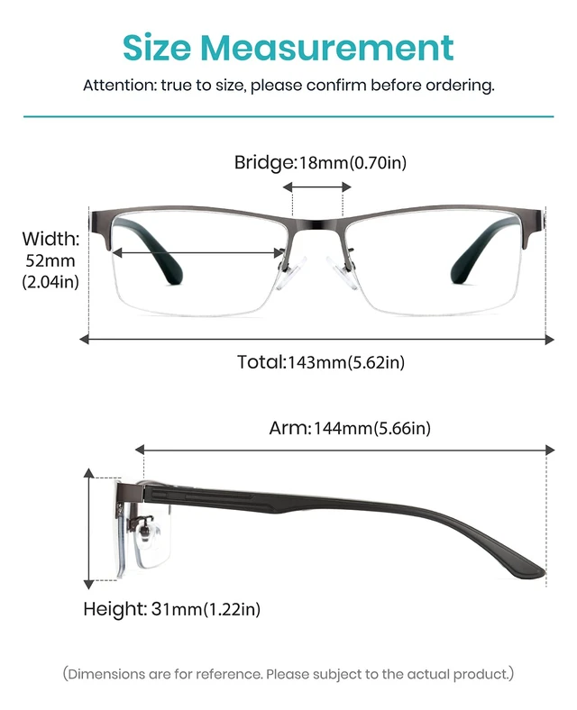 Alt view image 7 of 7 - Blue Light Blocking Glasses For Men Women, Semi Rim TR90 Frame 8001 | Lightweight Half frame blue light filtering lenses providing comfort for work study gaming screen use