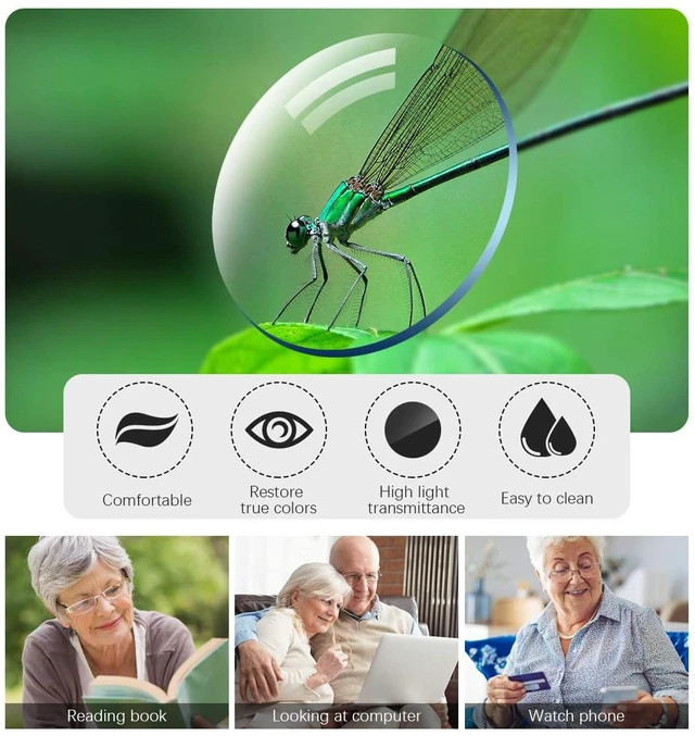 Alt view image 5 of 6 - Rimless Progressive Multifocus Reading Glasses Blue Light Blocking No Line Multifocal Computer Readers for Women Men Unisex Rectangular Eyewear Titanium Lightweight Magnification Presbyopia Eyeglasses