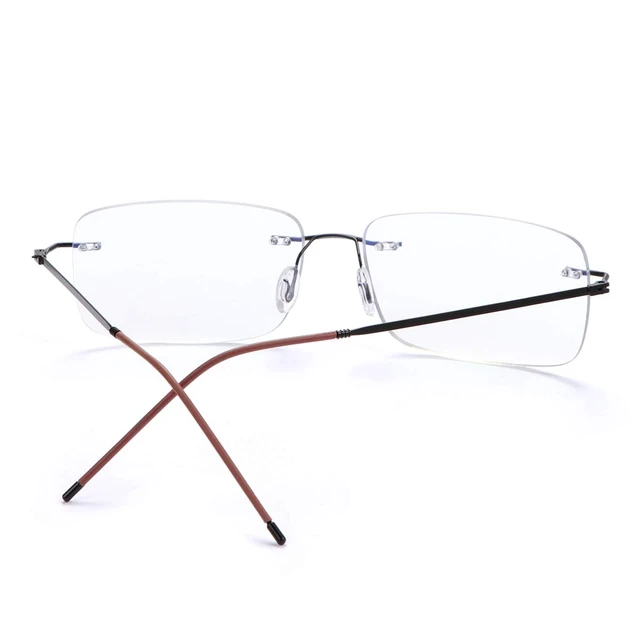 Alt view image 3 of 7 - Rimless Progressive Multifocus Reading Glasses Blue Light Blocking No Line Multifocal Computer Readers for Women Men Unisex Rectangular Eyewear Titanium Lightweight Magnification Presbyopia Eyeglasses