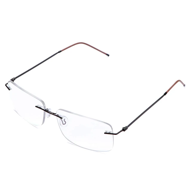 Alt view image 6 of 7 - Rimless Progressive Multifocus Reading Glasses Blue Light Blocking No Line Multifocal Computer Readers for Women Men Unisex Rectangular Eyewear Titanium Lightweight Magnification Presbyopia Eyeglasses