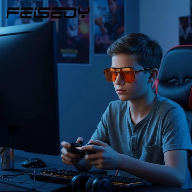Alt view image 3 of 7 - Amber Blue Light Glasses for Computer Gaming Anti Eyestrain Sleep Glasses G2835 Tortoise