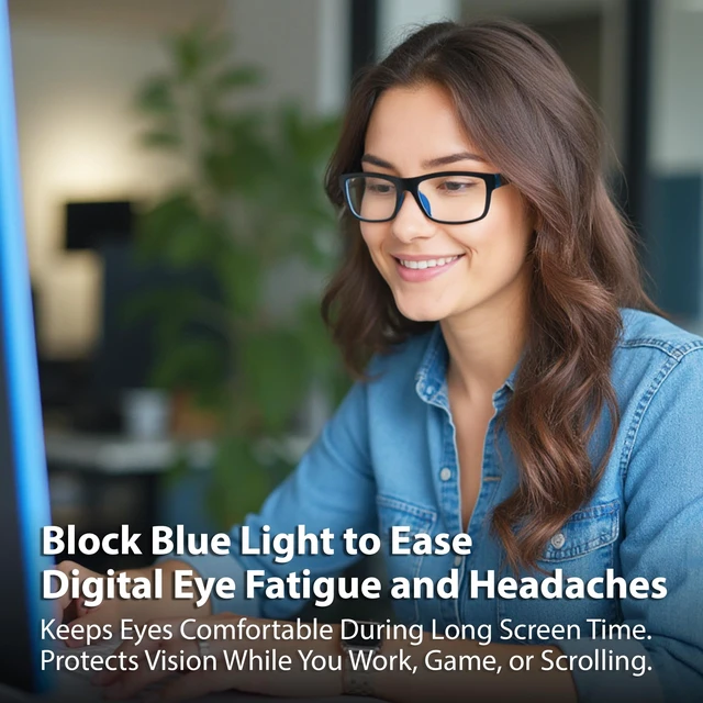 Alt view image 4 of 7 - Light Blocking Glasses For Men/Women Anti-Fatigue Computer Monitor Gaming Glasses Reduce Eye Strain Game Glasses