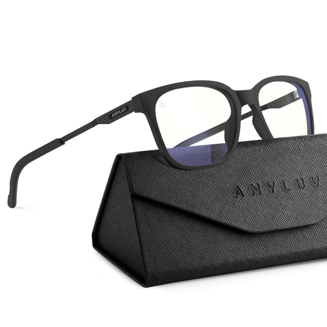 Main image of Blue Light Glasses Men, Metal Bluelight Computer Gaming Glasses | Lightweight Mens Blue Light Blocking, Stylish Square Frame with Premium Metal Temple for Eyestrain Relief & Screen Protection