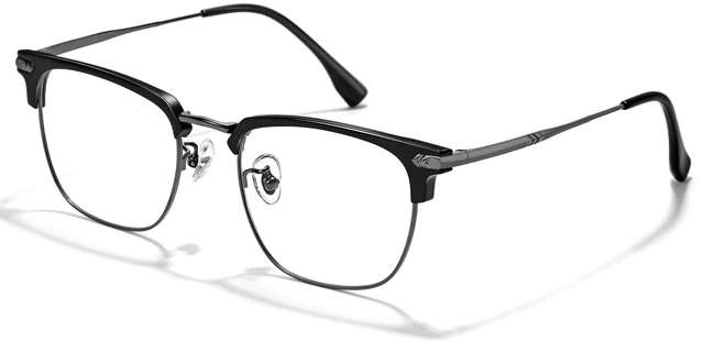 Main image of Blue Blocking Glasses Men Computer Gaming Glasses For Mens | Metal Browline, Gunmetal/Black TR90 Eyeglasses,Filter Blue Ray