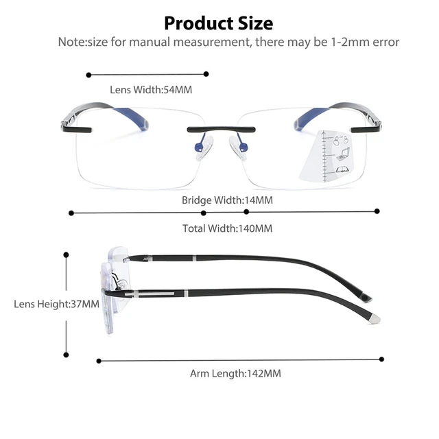 Alt view image 5 of 7 - Photochromic Progressive Multifocal Blue Light Reading Glasses Unisex | Flexible Lightweight Frame, UV Protection, Transition Lenses, Sunglasses, Driving & Reading, Readers for Men and Women