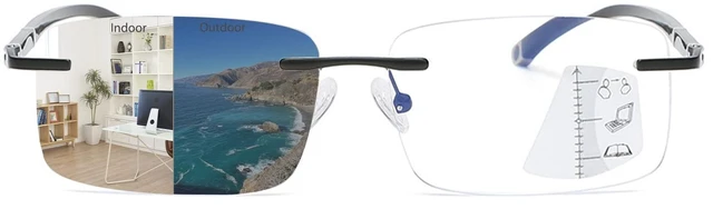 Main image of Photochromic Progressive Multifocal Blue Light Reading Glasses Unisex | Flexible Lightweight Frame, UV Protection, Transition Lenses, Sunglasses, Driving & Reading, Readers for Men and Women
