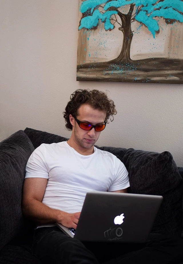 Alt view image 6 of 7 - Blue Light Blocking Amber Glasses for Sleep 99.9 Percent Effective - Nighttime Eye Wear - Special Orange Tinted Glasses Help You Sleep and Relax Your Eyes