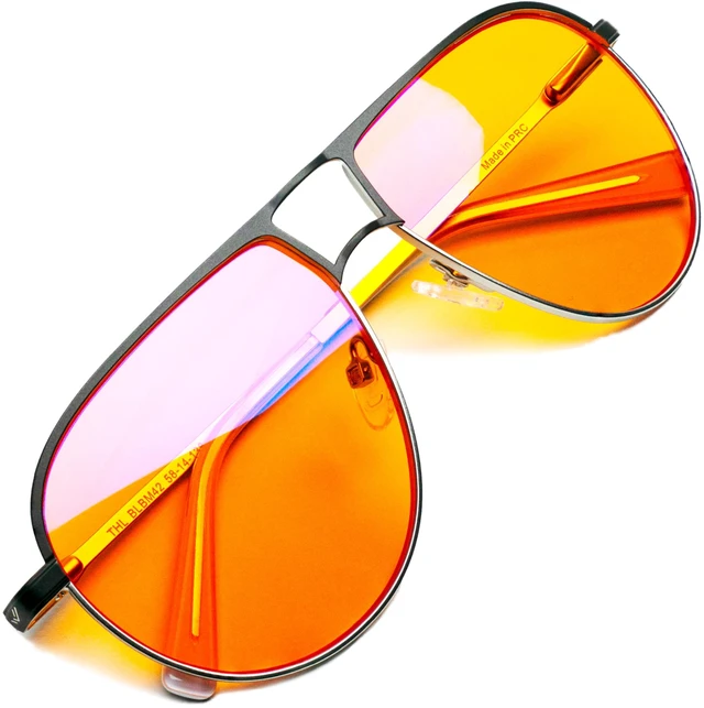 Main image of Orange Aviator Blue Light Blocking Glasses for Better Sleep - 97% Premium Metal Classic Aviators Computer Migraine Glasses for Women & Men - Amber Gaming Glasses - Blue Light Blocker Anti Eye Strain