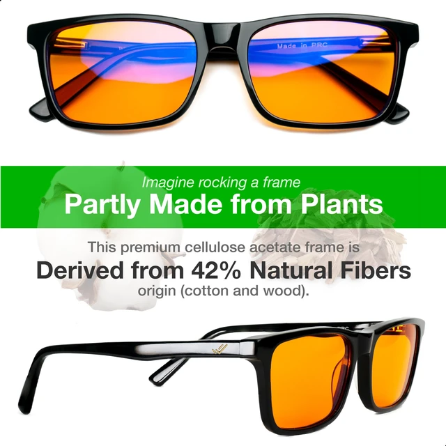 Alt view image 2 of 7 - Orange Blue Light Blocking Glasses for Better Sleep - 99.5% Premium Acetate Computer Migraine Glasses for Women & Men - Amber Gaming Glasses - TV Blue Light Blockers Gamer Glasses for Eye Strain