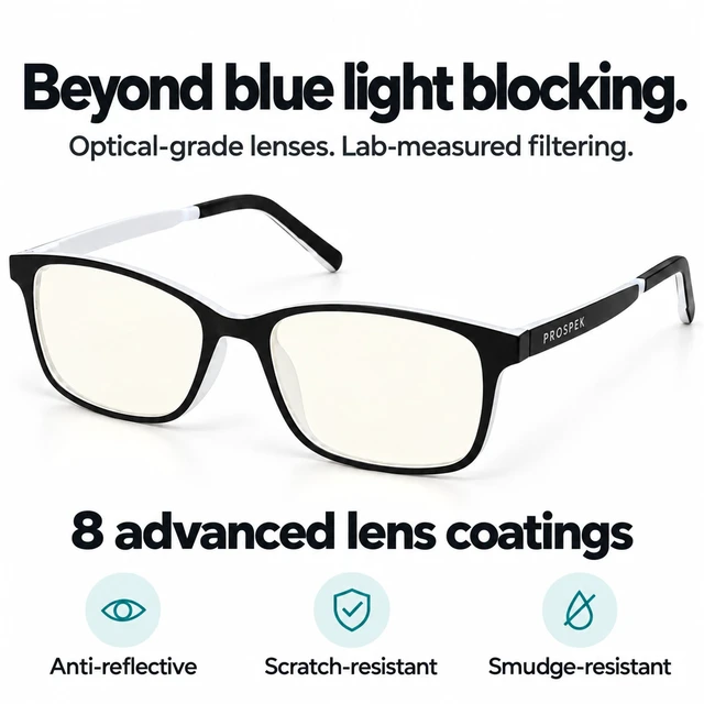 Alt view image 3 of 7 - ARCTIC Blue Light Blocking Computer Reading Glasses, Men Women | No magnification | White & black frame | Subtle yellow tint, not amber | Anti-glare, anti-reflective | Lab-tested filter