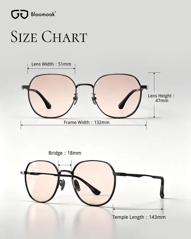 Alt view image 6 of 7 - Rose Migraine Glasses, Lightweight Retro Titanium Round Frame | FL- Flex Light Sensitivity Relief Glasses for Fluorescent LED Glare, Photophobia, Eye Strain, for Women & Men