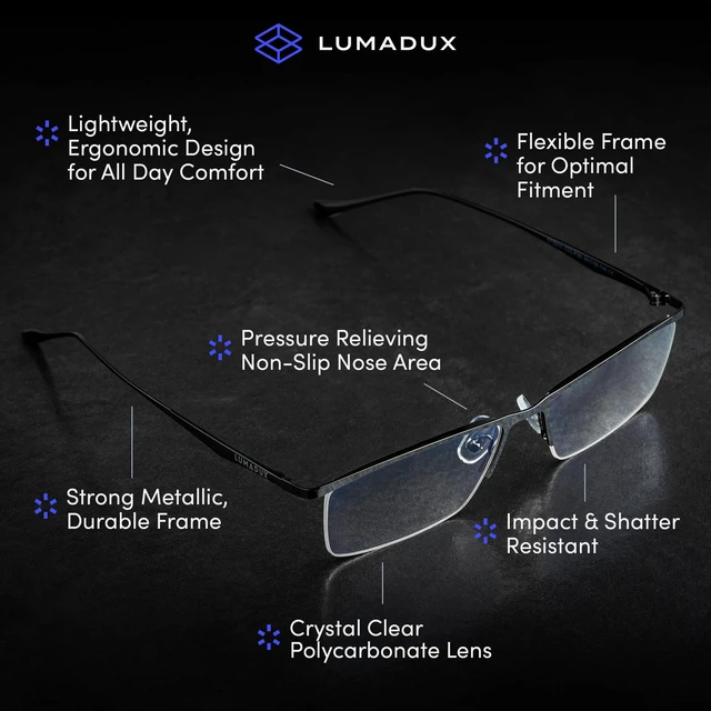 Alt view image 4 of 6 - Blue Light Blocking Computer Reading Glasses Men Anti UV Filter Eye Strain Migraine Headache Gaming TV Protection (Titanium Black, 1.0, x)