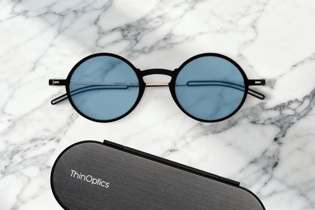 Alt view image 4 of 6 - ThinOptics Ultra-Thin Blue Light Blocking Reading Glasses with Case - Readers for Computers & Screens - Round, Clear 2.0x